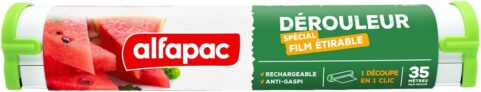 Dérouleur rechargeable spécial film étirable Alfapac avec film 35 mètres inclus à 6,22 €