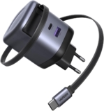Chargeur USB UGREEN Nexode 65W USB C + USB A + câble USB C rétractable intégré à 28,49 €