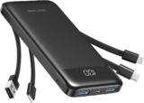 Batterie portable Charmast 10000 mAh (USB C/ USB A/ 4 câbles intégrés) à 16,14 €