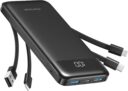 Batterie portable Charmast 10000 mAh (USB C/ USB A/ 4 câbles intégrés) à 16,14 €