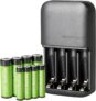 Chargeur de piles 8 slots Amazon Basics (charge individuelle, USB C) + 8 AA 2800 mAh + 8 AAA 1100 mAh à 29,37 €