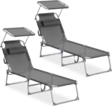 Lot de 2 Chaises Longues Pliantes SONGMICS avec pare soleil à 76,70 €