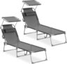 Lot de 2 Chaises Longues Pliantes SONGMICS avec pare soleil à 76,70 €