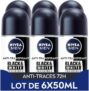 Lot de 6 déodorants NIVEA MEN bille Black & White Invisible à 8,69 €