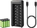 Chargeur de piles Amazon Basics (8 baies, USB C, charge individuelle) + 8 piles rechargeables AA 2000 mAh à 18,95 €