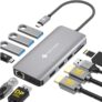 Hub USB C 11 en 1 Novoo (2xHDMI 4K, 1xDP, 2xUSB 3.0, 2xUSB 2.0, 1 RJ45 Gb, 1xSD/1xMicroSD, 1xUSB C PD 100W) à 38,99 €