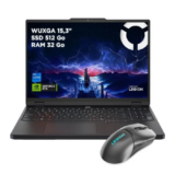 PC portable Lenovo 15.3 pouces LOQ 15IRX10 (WUXGA IPS 165 Hz, Intel Core i7-13650HX, 32 Go RAM DDR5, SSD 512 Go, RTX 5070 115W 8 Go) + souris à 1179,99 €